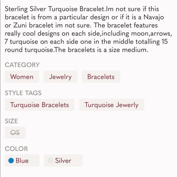 925 Turquoise Cuff Bracelet - Picture 12 of 13